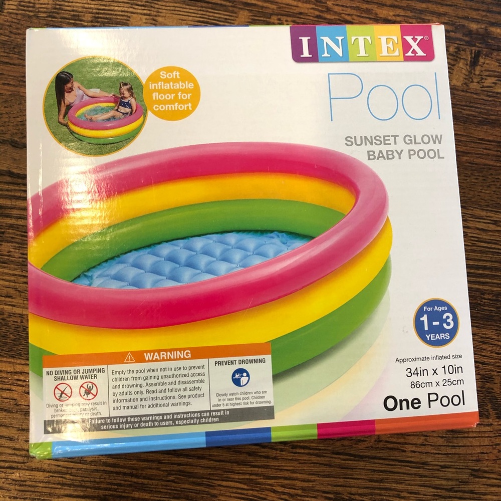 New Intex Sunset Glow Inflatable Baby Pool Mini Swimming Pool 34”x10”